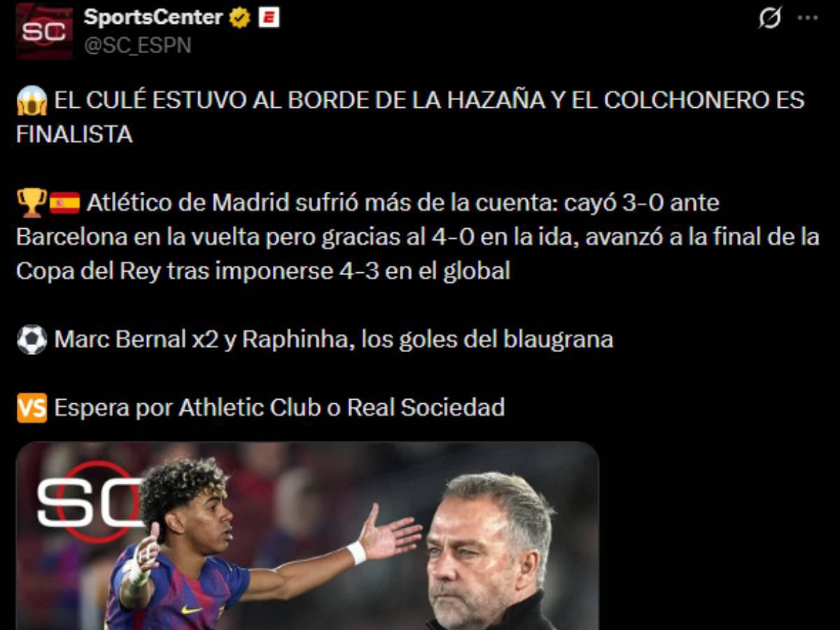 Honor a Barcelona, Al borde de la hazaña: la prensa reacciona tras la eliminación los culés y la clasificación del Atlético