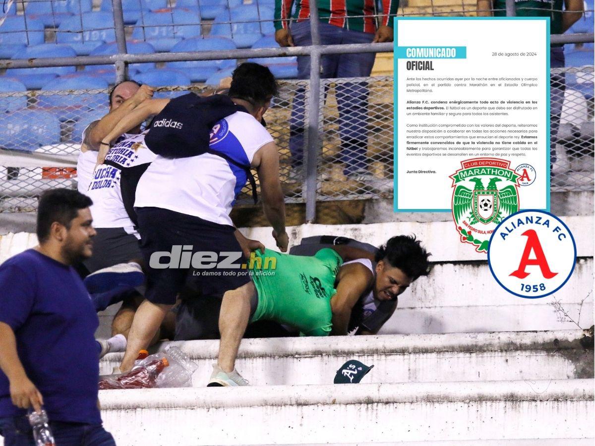 Alianza condena enérgicamente la bronca de barras ante Marathón en el Olímpico: “La violencia no tiene cabida”
