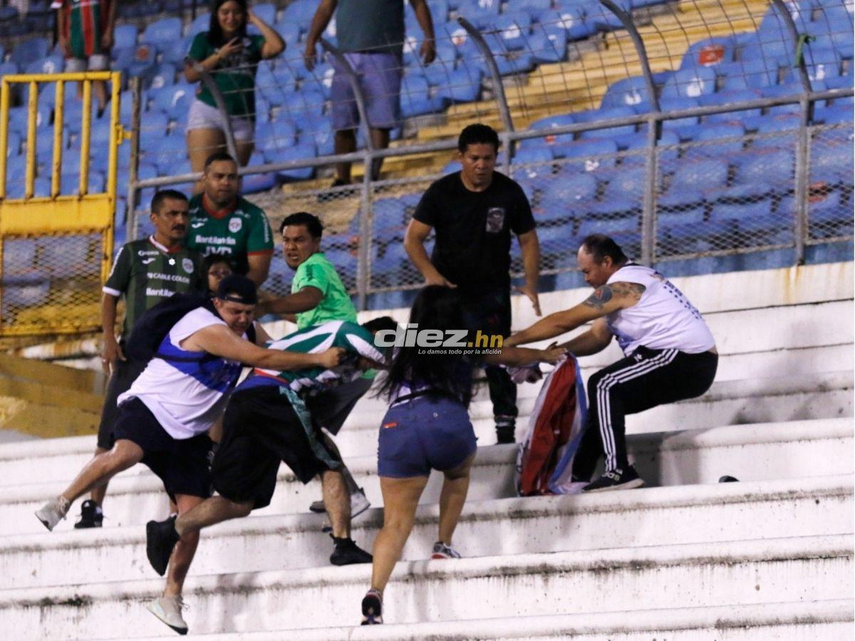 Batalla campal en el Olímpico: así fue el zafarrancho que protagonizaron las barras del Marathón y Alianza