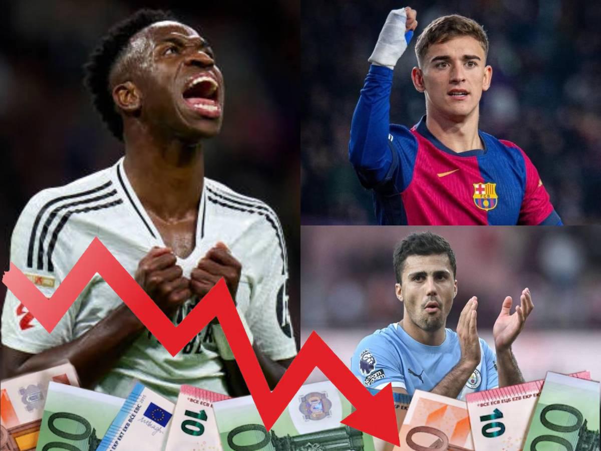 Vinicius es afectado, Rodri sorprende en el top y solo uno del Barcelona: los 10 de los futbolistas más devaluados en 2025