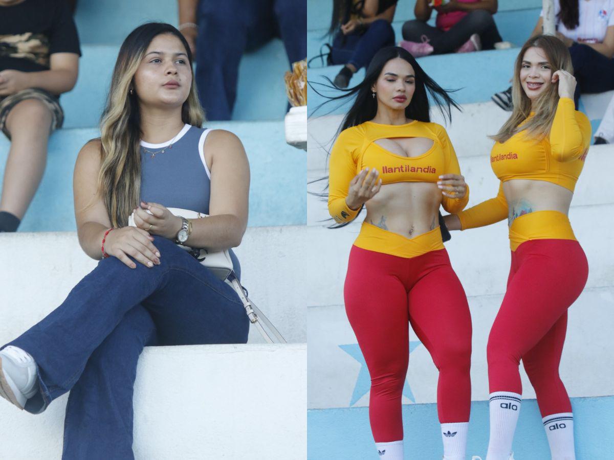 ¡Qué lindas! Las chicas bellas que cautivan en la previa del Choloma vs Olimpia en el Estadio Rubén Deras