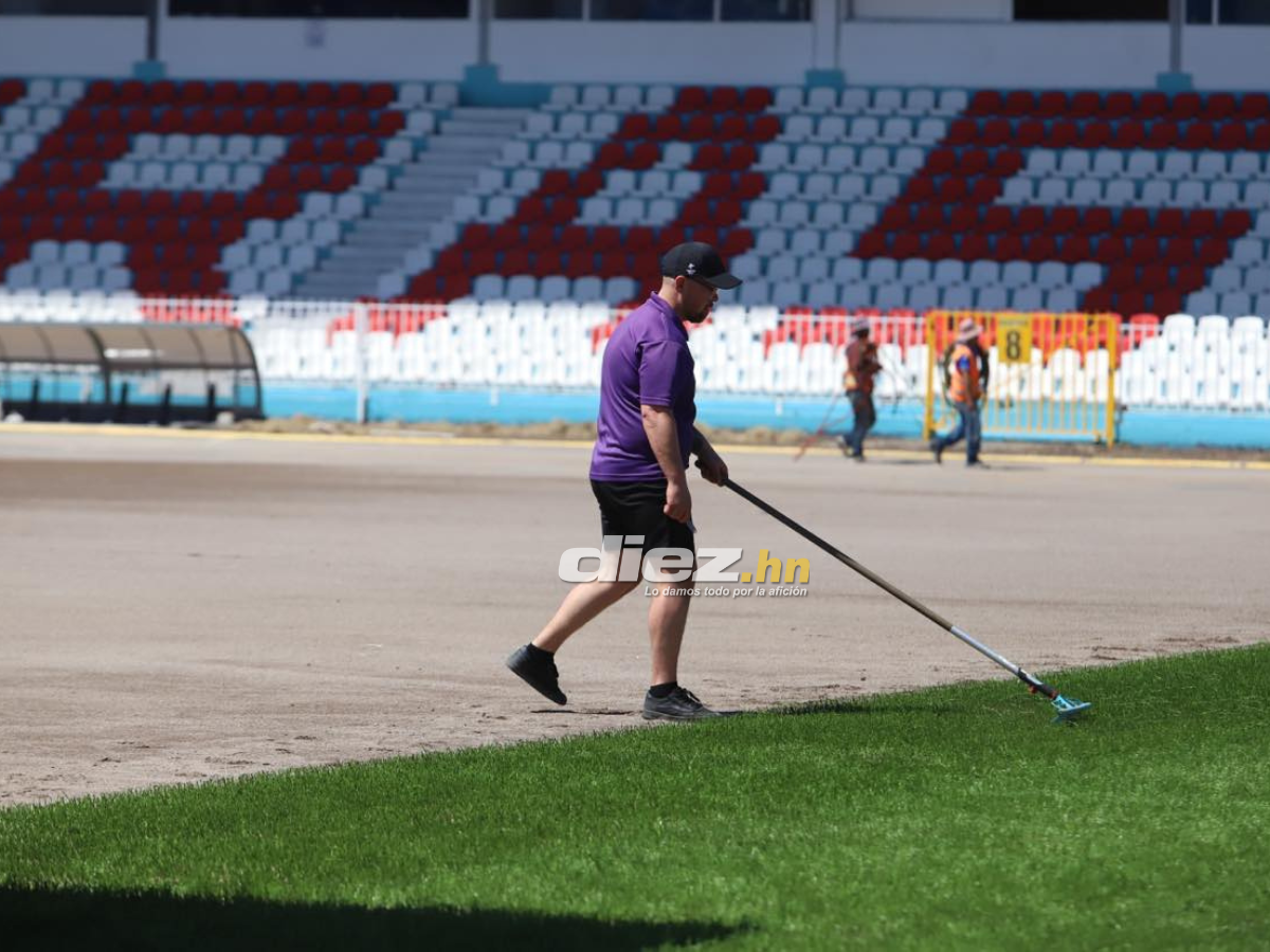 ¡Como mesa de billar! Así avanza la instalación de la nueva grama del Estadio Nacional Chelato Uclés, ¿cuándo quedaría lista?