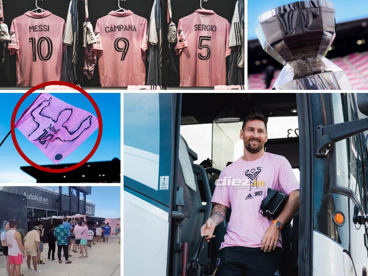 Curiosas banderas de Messi, histórica foto del Inter Miami, invitado especial y las enormes filas previo al debut del “10” en la Leagues Cup