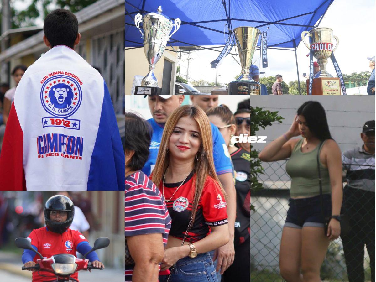 Aficionados de Olimpia sorprenden con motos curiosas, las bellas cipotas de Choloma y blindaje total al Rubén Deras