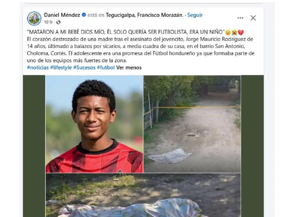 Asesinan a joven futbolista en Choloma: esto dice el informe de la policía