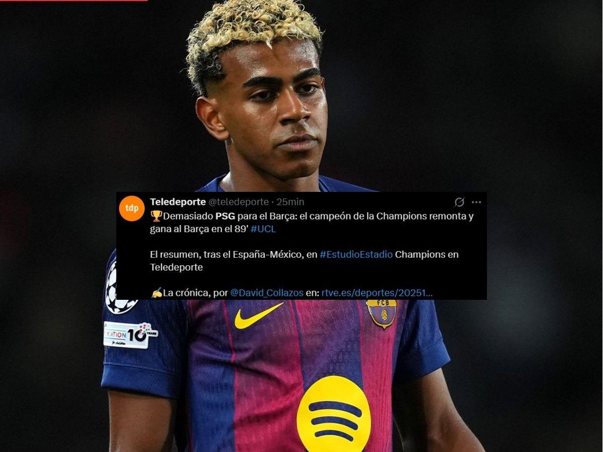 Sin Dembélé, sin Doué: La prensa señala los culpables de la nueva caída del Barcelona ante PSG en Champions League