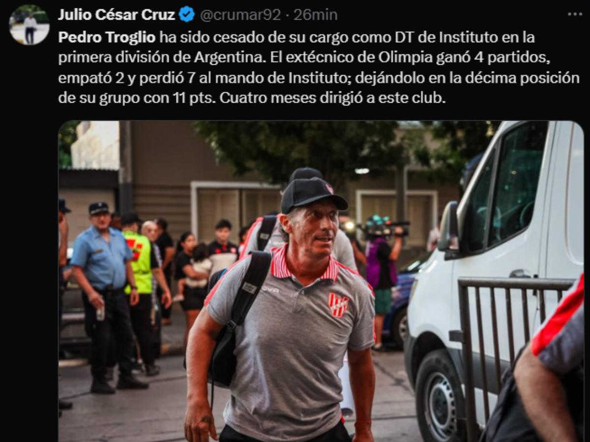 Fin de la era, Nuevo fracaso: así reaccionó la prensa tras el despido de Pedro Troglio del Instituto de Argentina