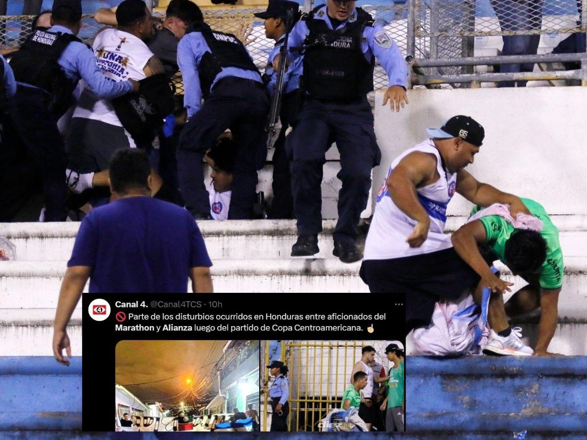 Prensa salvadoreña divulga nuevas imágenes del zafarrancho Marathón - Alianza y arremeten: “Reprochable”