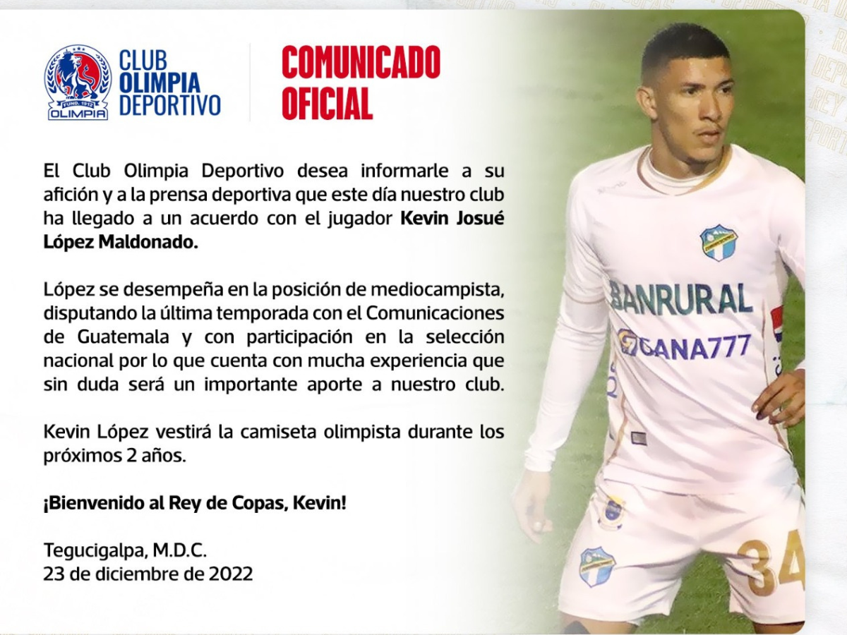 Confirmado: Olimpia oficializa el fichaje de Kevin López y se convierte en el primer refuerzo de la temporada 2023