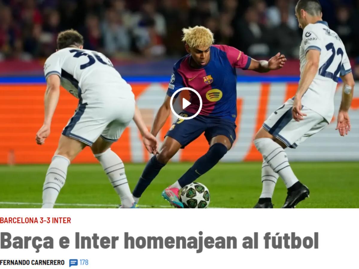 Resultado injusto, Homenaje al fútbol: así reaccionó la prensa tras el empate entre Barcelona ante Inter en Champions