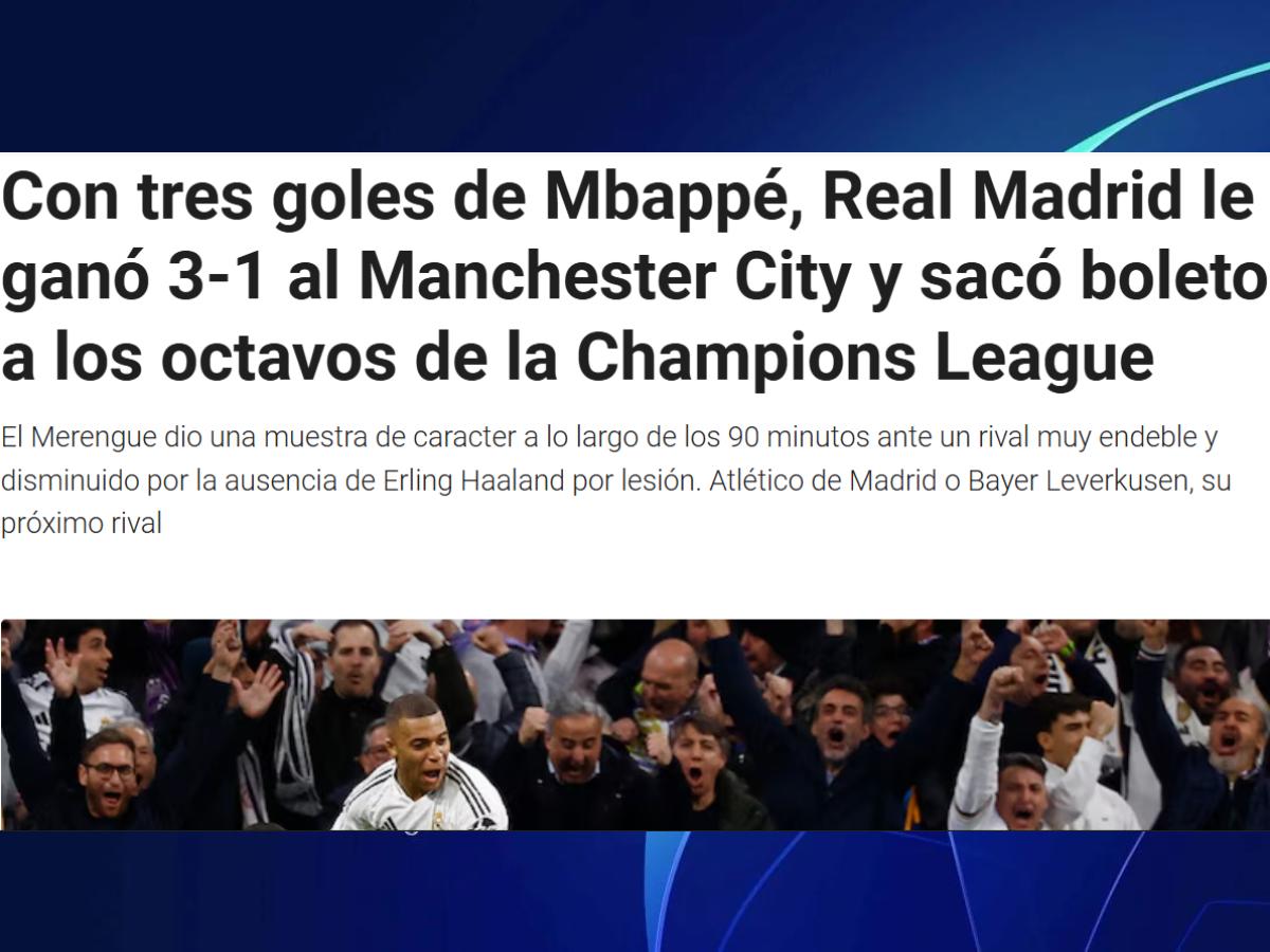 “Mbappé destroza al City”, “El terror de Europa”: Esto dicen los medios de la clasificación de Real Madrid en Champions