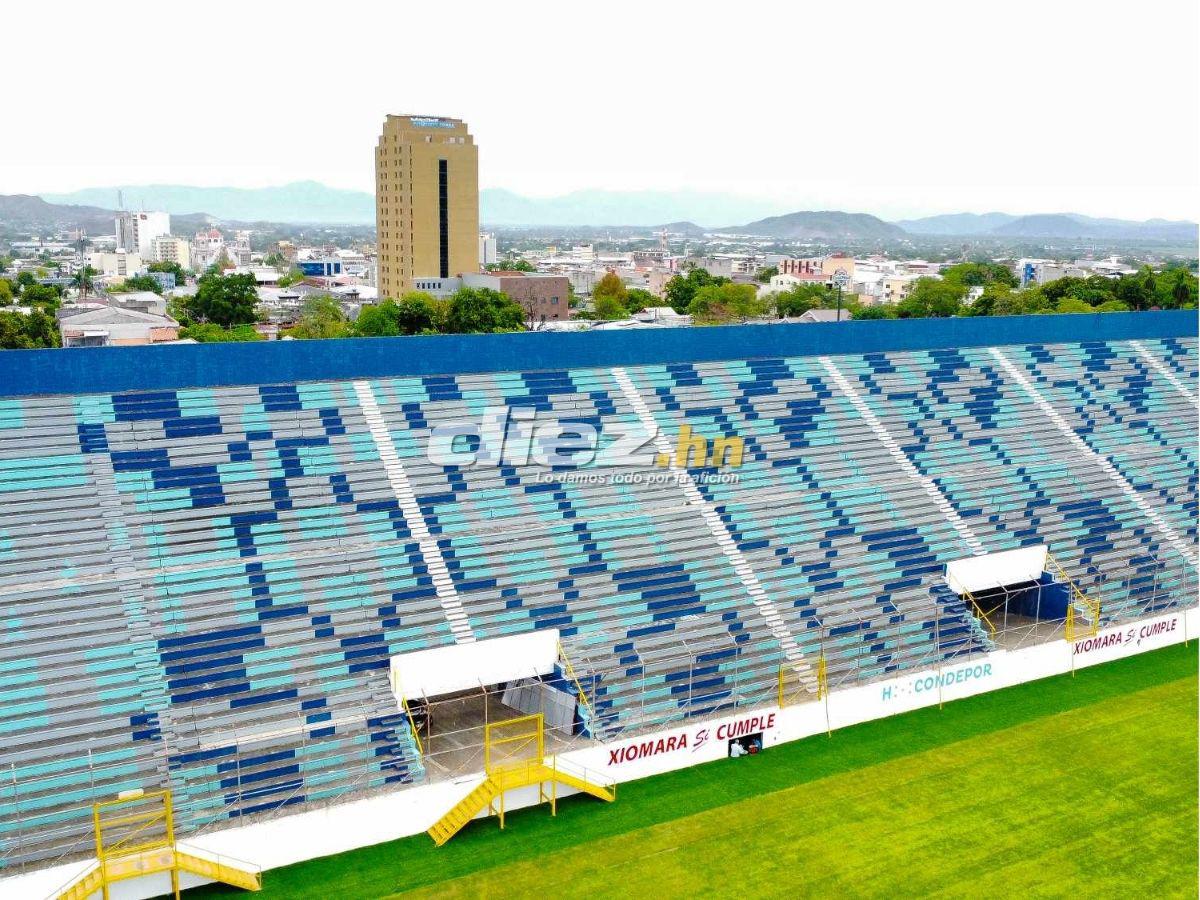 ¡Es una alfombra! Estadio Francisco Morazán luce impresionante desde la altura y está en la fase final del proyecto