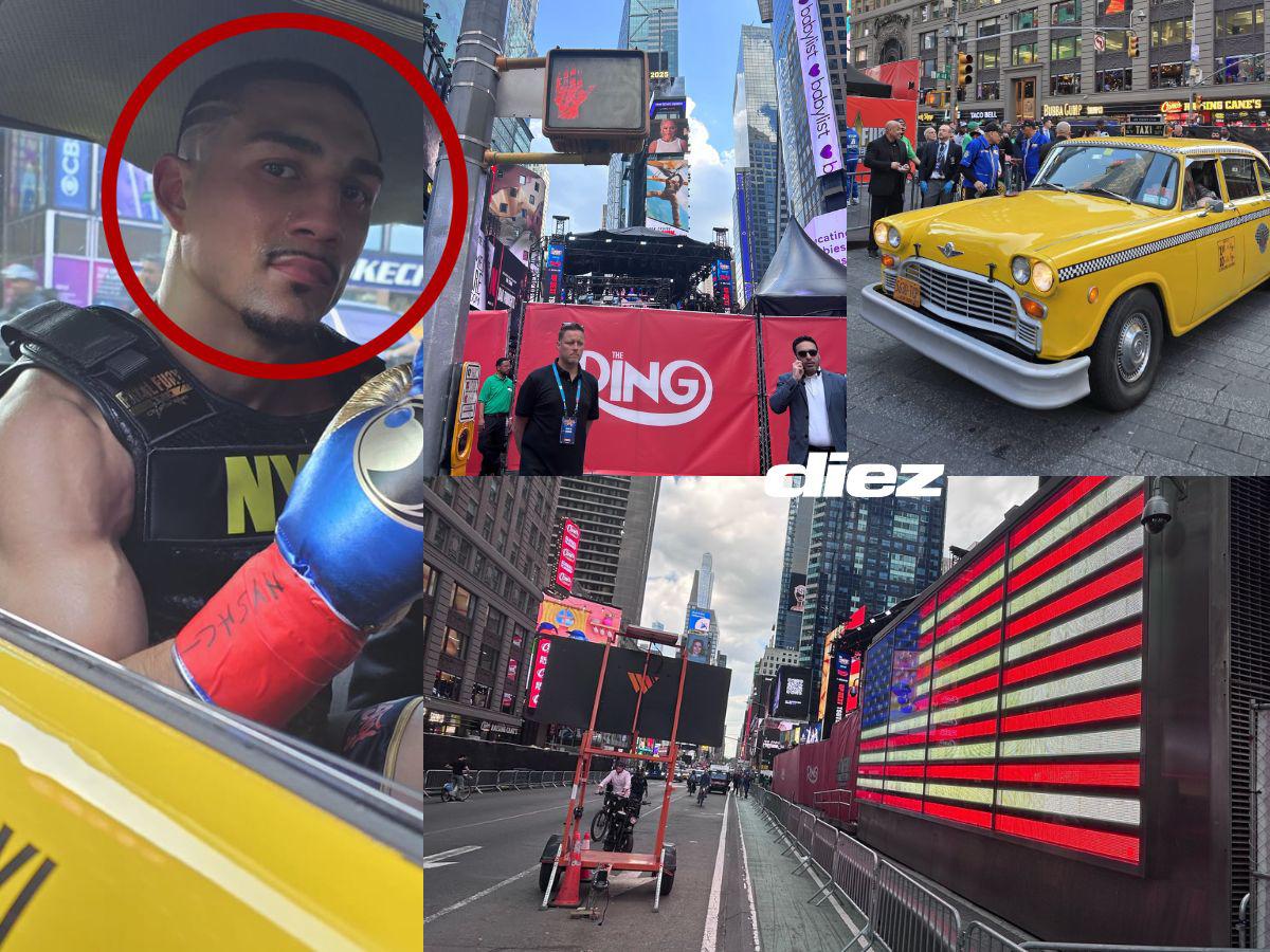 Épica llegada de Teófimo López al Times Square, curioso taxi que lo transportó y Nueva York se paraliza por la pelea del catracho