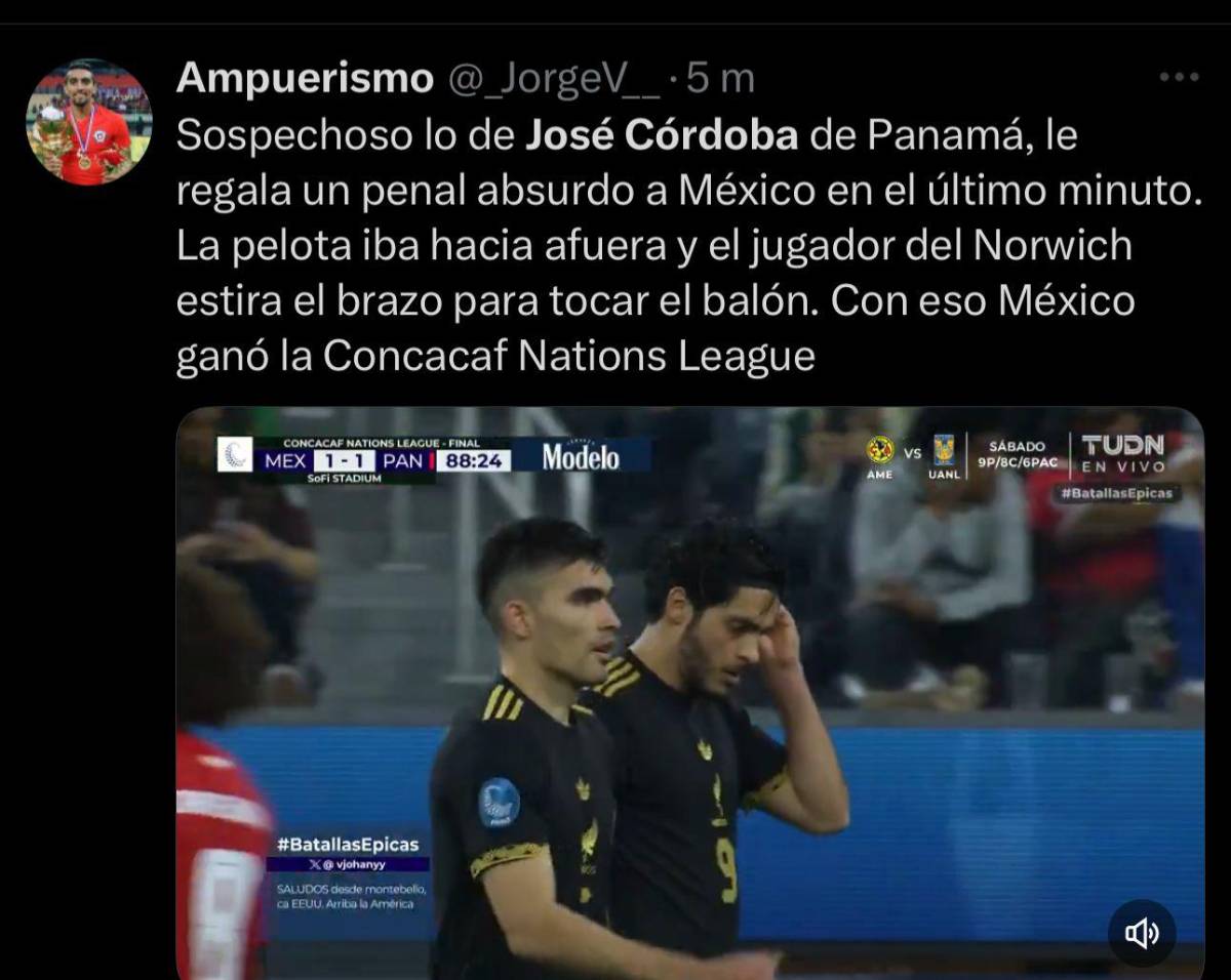 Que lo investiguen las apuestas matan al fútbol: así reaccionan en redes a la mano de Córdoba en la final Panamá-México