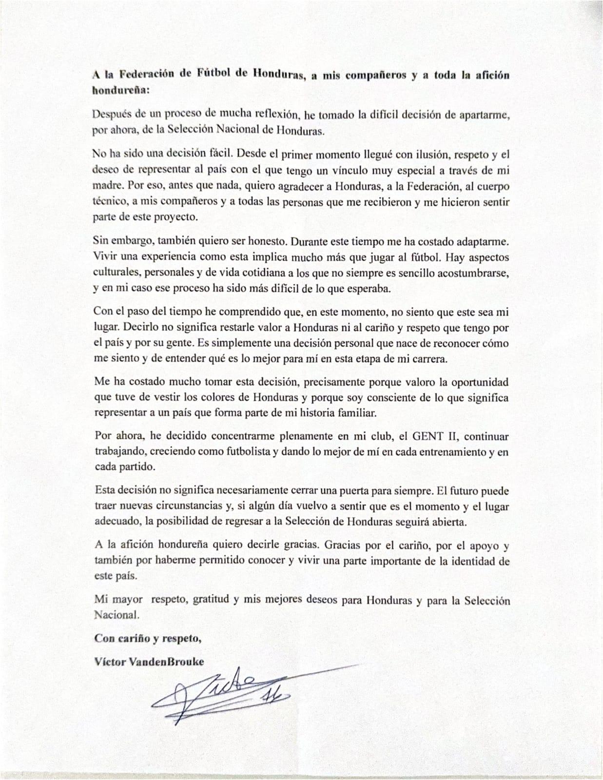 Vandenbroucke abre su corazón y destapa los motivos de su renuncia a Honduras: Ha sido difícil
