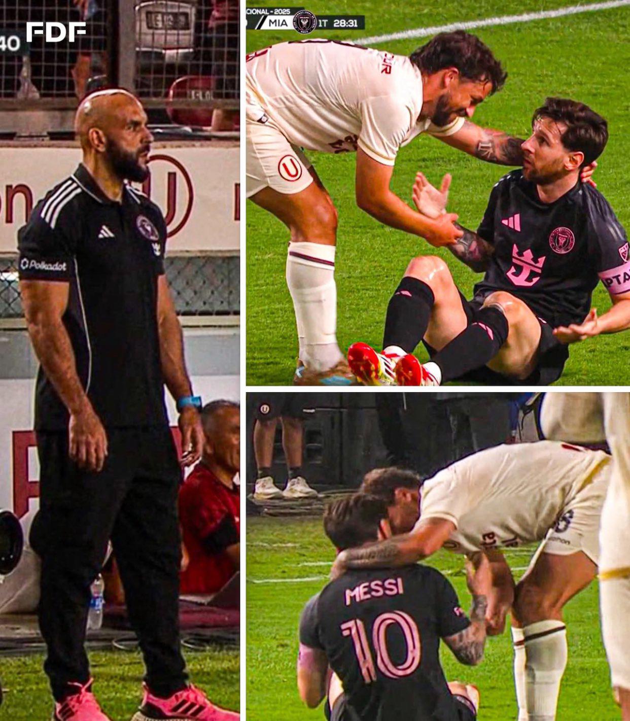 Messi se enojó por dura entrada que recibió ante Universitario y la reacción de su guardaespaldas