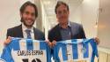 Carlos Eduardo Ospina y el exjugador del Victoria también uruguayo, Álvaro Izquierdo.