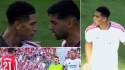 Bellingham mantuvo un fuerte cruce con Cristian Romero y después con Giuliano Simeone durante el derbi.