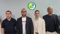 Joel Sandoval, presidente de Juticalpa FC, junto a los inversionistas: Julio dos Santos, Natan Santos y Joao Pablo Avelino.