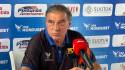 El entrenador del Génesis FC, Fernando Mira, durante la conferencia de prensa luego de vencer al Platense.