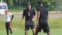 Jack Jean-Baptisté en pleno entreno del Olimpia. También está trabajando con el león el delantero Romell Quioto quien milita en el fútbol de Arabia Saudita.