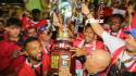 Estrella Roja con la copa de campeonísimo de la temporada 2025-2026 de la Liga de Ascenso y se van a la Liga Nacional de Honduras. Fotos David Romero.