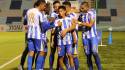 Rolando Blackburn anota el primero y el Victoria está derrotando a Olancho FC en La Ceiba. FOTO: Liga Hondubet