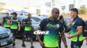 Plantilla del Olancho FC llegando al estadio Juan Ramón Brevé Vargas sede del juego ante Motagua. Fotos David Romero.