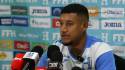 Bryan Acosta en conferencia de prensa en el último entrenamiento de Honduras.