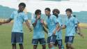 Los jóvenes de Honduras celebrando el gol de la victoria frente a Cuba. Foto Neptalí Romero.