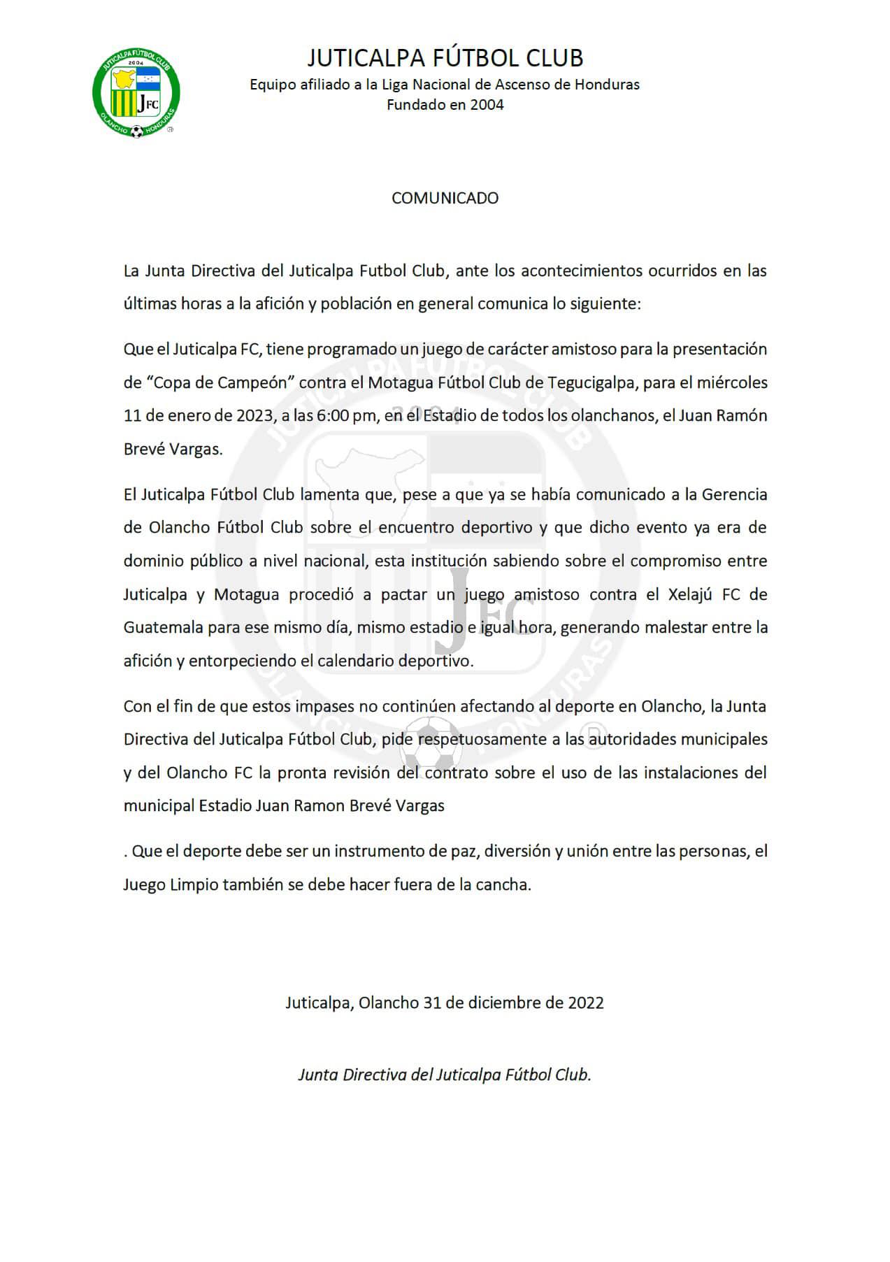 Juticalpa y Potros se “pelean” por utilizar el estadio de Olancho: pactaron partidos para el mismo tiempo