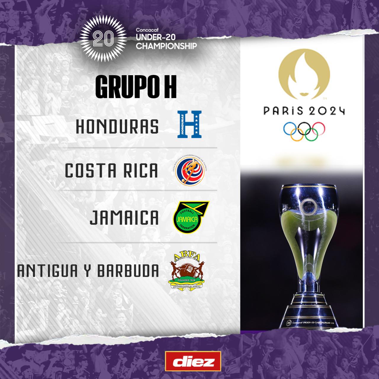 Honduras, en el premundial Sub-20 que será sede, enfrentará a Costa Rica, Jamaica y Antigua y Barbuda rumbo a los Juegos Olímpicos
