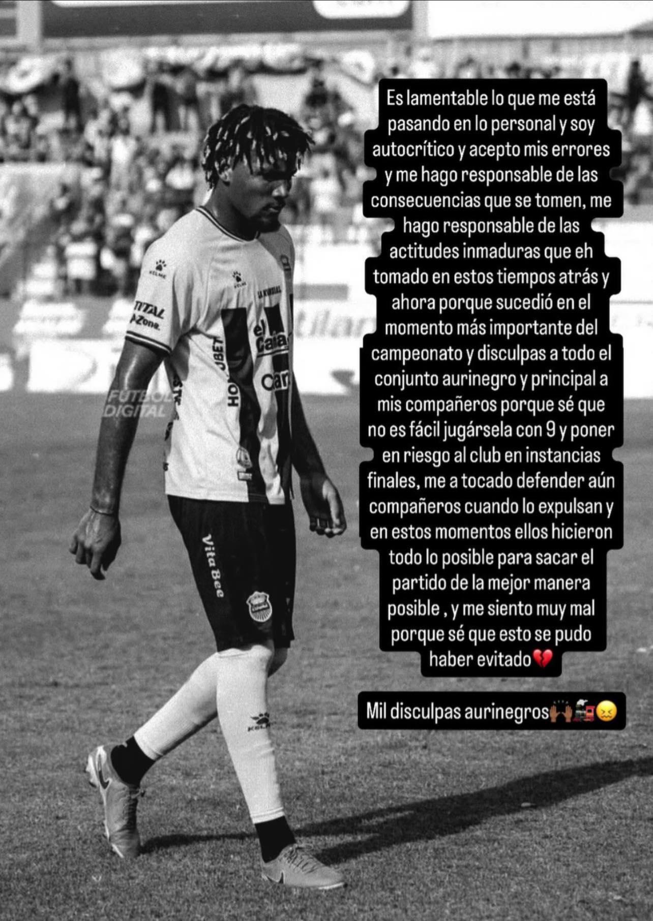 Afronit Tatum pidió disculpas a sus compañeros y aficionados de Real España.