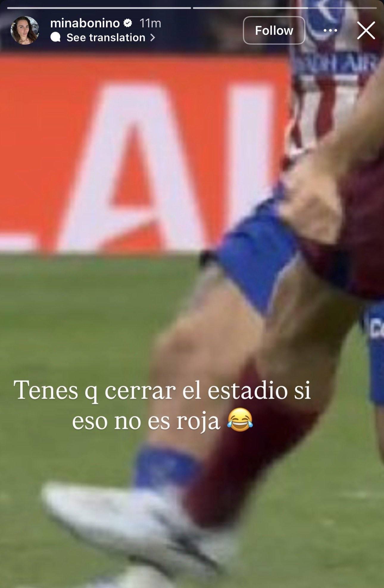 La reacción de Mina Bonino por la no expulsión de Gerard Martín y después eliminó la publicación.