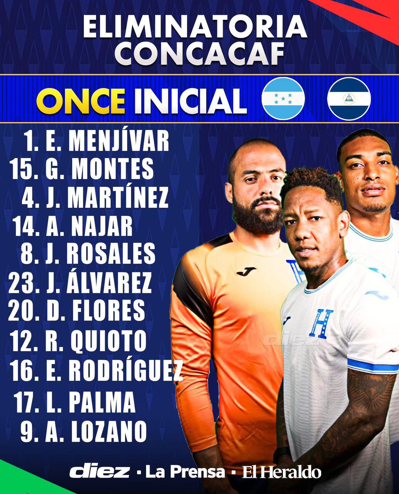 Así sale la Selección de Honduras ante Nicaragua.