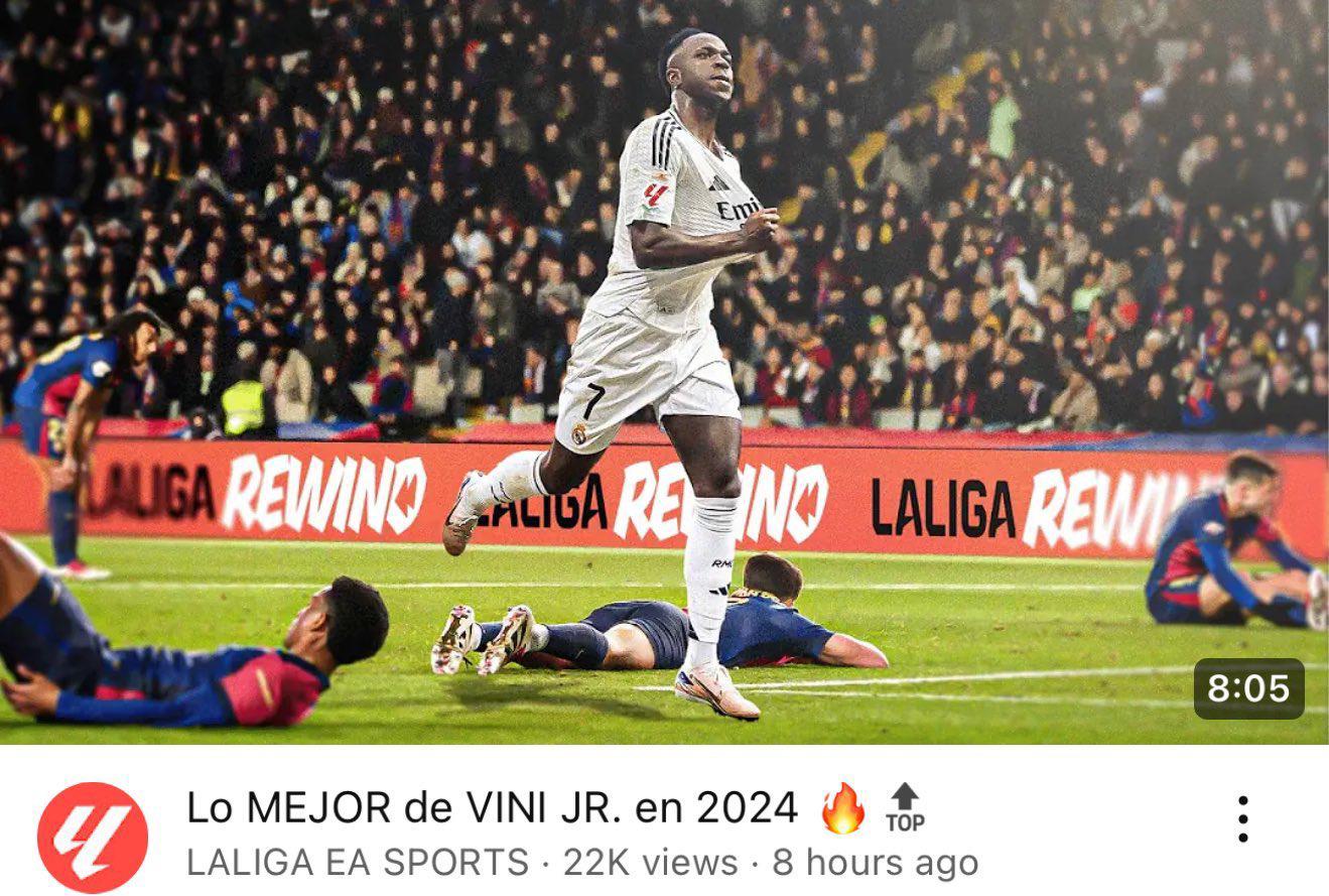 LaLiga borró el montaje donde Vinicius aparece celebrando ante jugadores del Barcelona.