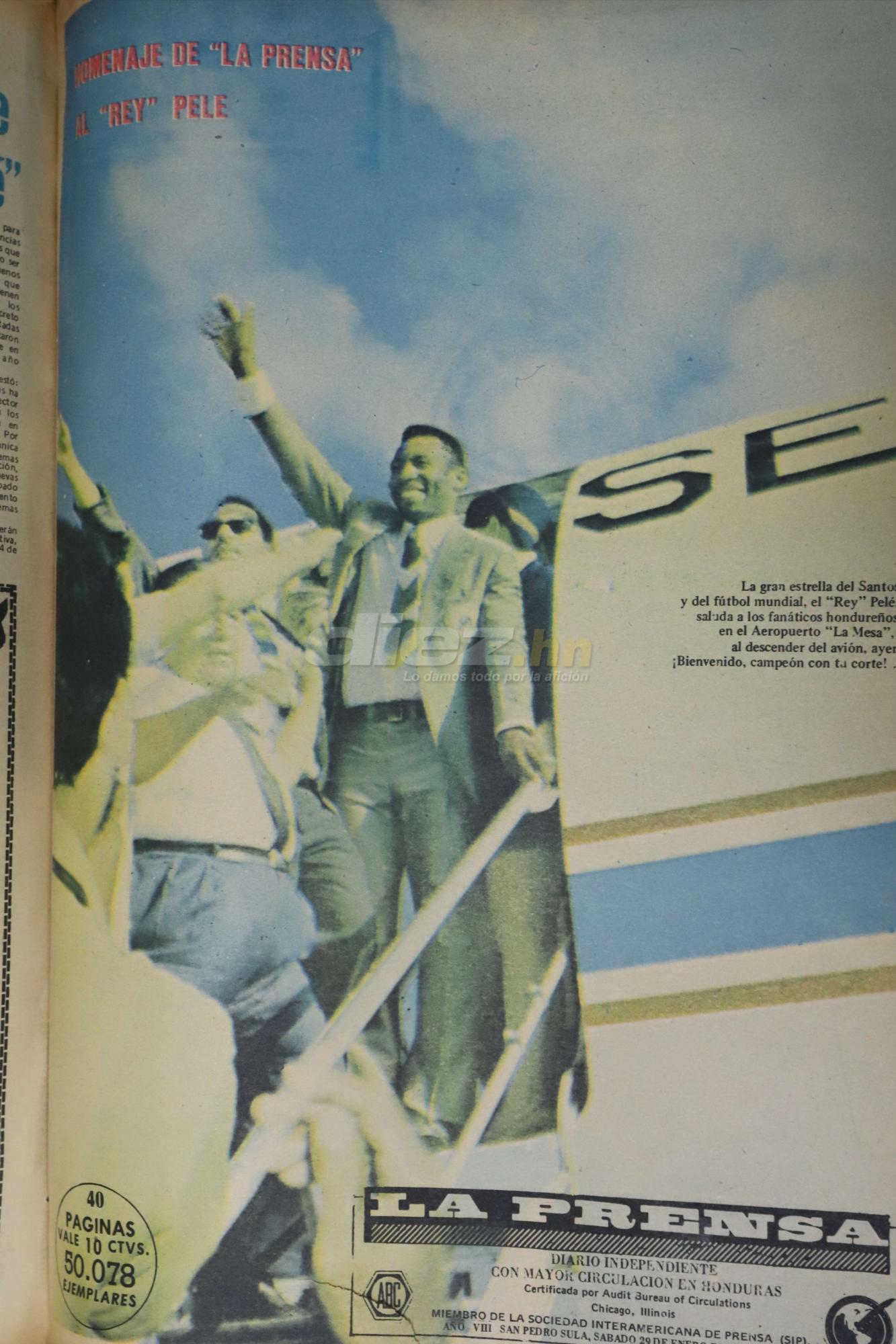 Diario LA PRENSA dio cobertura a la llegada del Rey Pelé a Honduras en 1972.