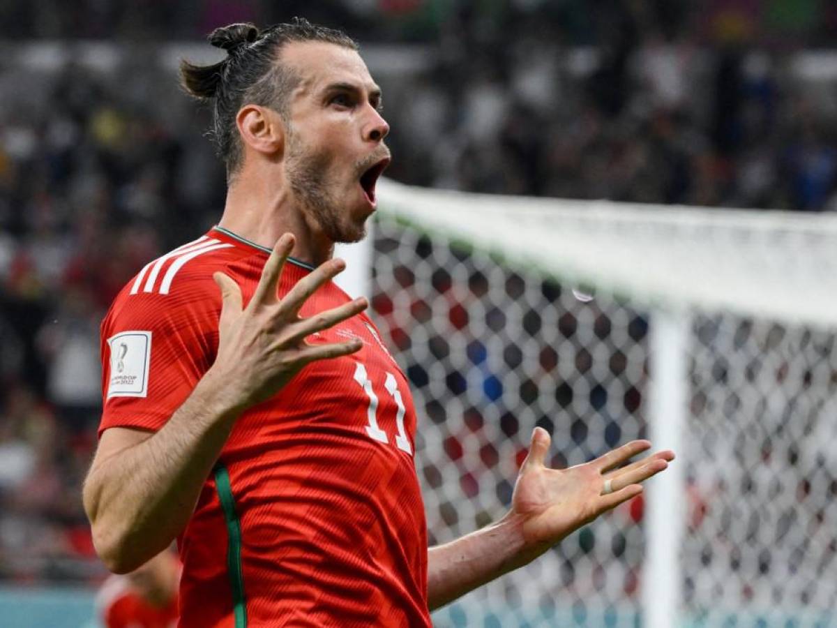 Gareth Bale festejando su primer gol en una Copa del Mundo.