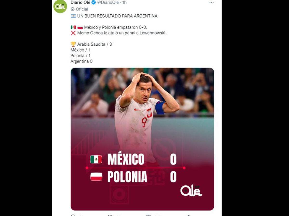 Alaban a Ochoa, le piden más al Chucky y Argentina sigue viva: así reaccionó la prensa tras el empate de México y Polonia