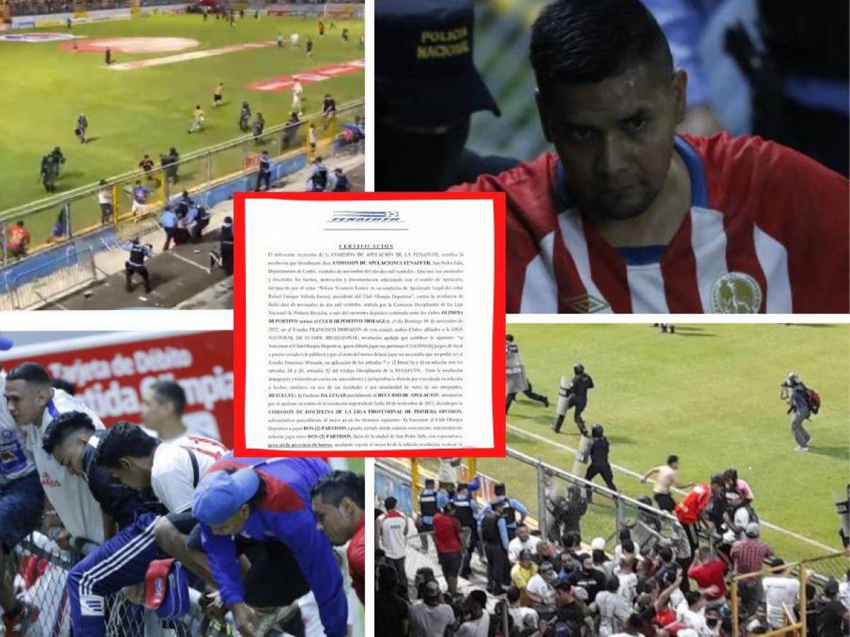 Comisión de Apelación le reduce el castigo a Olimpia tras el incidente en el Estadio Morazán contra Motagua