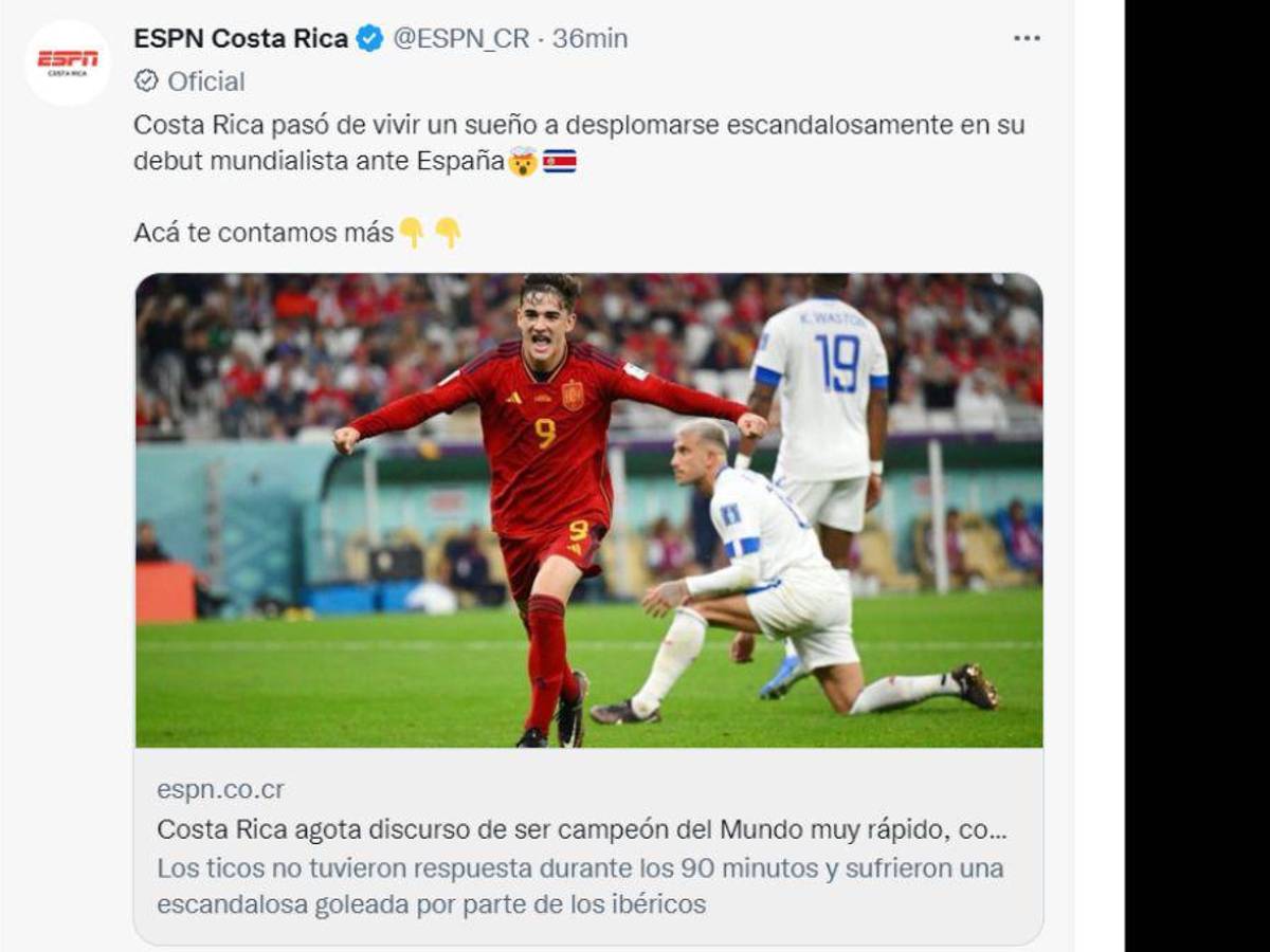 “Parecemos Panamá”, “Dimos pena”: las reacciones de la prensa tica tras la derrota de ante España en Qatar 2022