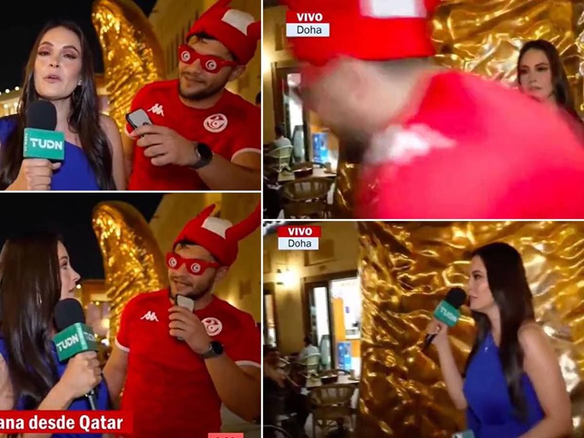 La reacción de una conductora mexicana en Qatar cuando un aficionado interrumpe su transmisión en vivo