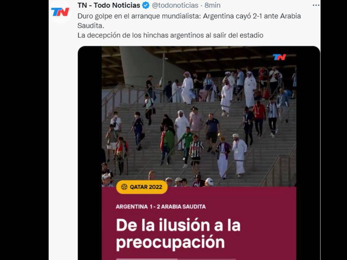 “Ni D10s ayuda al que madruga”: Así reaccionó la prensa tras la derrota de Argentina ante Arabia Saudita en Qatar 2022