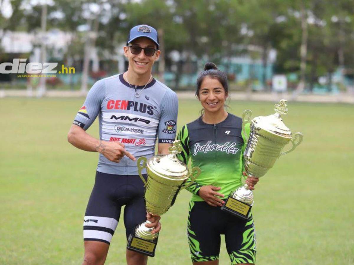 Florida Isabel junto a Luis López, ambos ganadores de la categoría élite de la Vuelta El Heraldo.