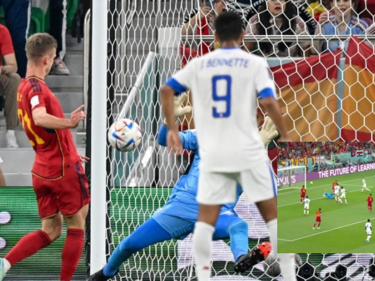 Dani Olmo baja perfecto el balón y anota el primero de la selección de España ante Costa Rica