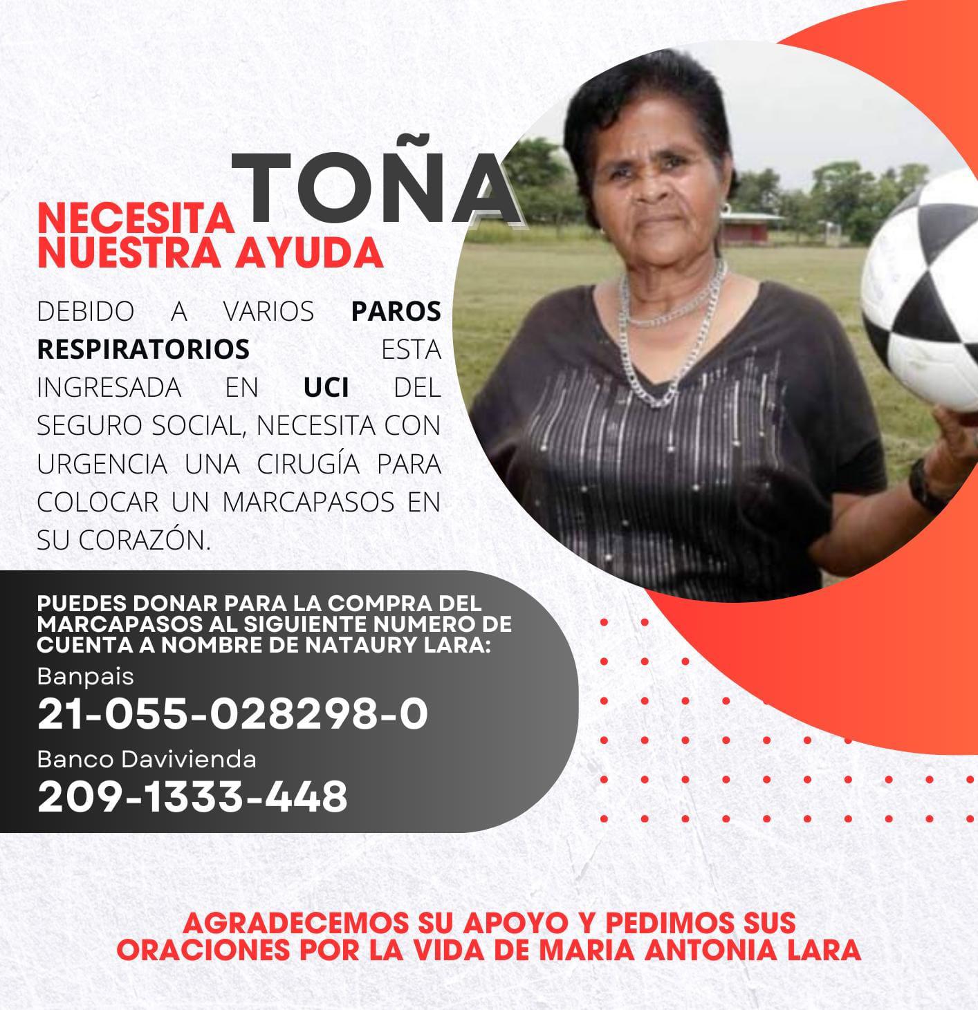 Las cuentas de banco para apoyar a Antonia Lara Aparicio.