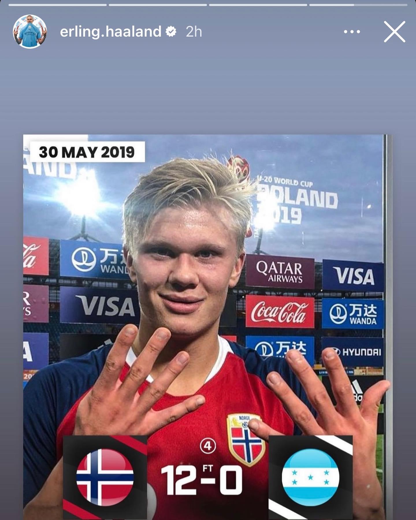 Erling Haaland no se olvida de Honduras y así recuerda el día que reventó a la Bicolor con nueve goles