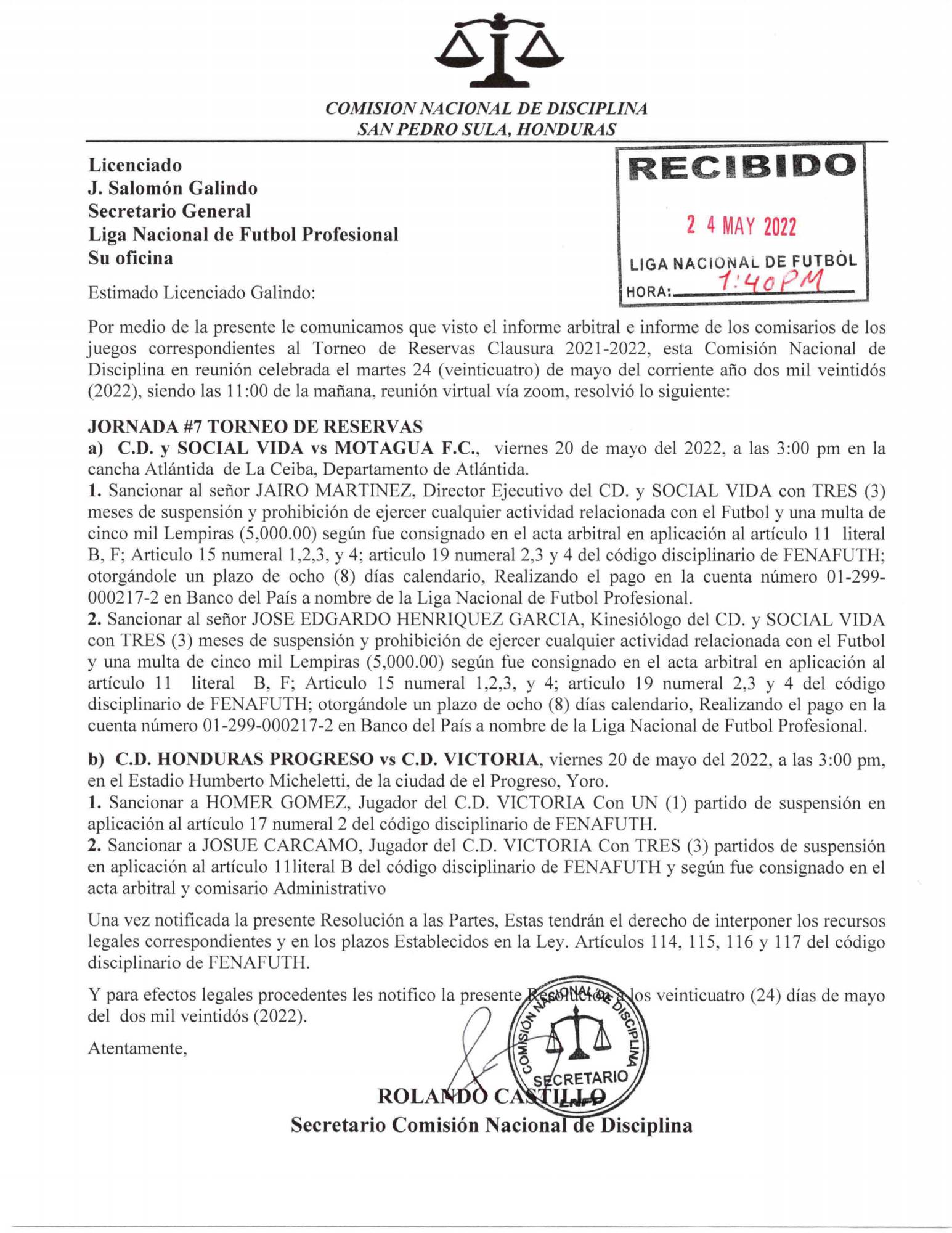 Comisión de Disciplina sanciona Jairo Martínez, gerente del Vida, y lo suspende de toda actividad deportiva por tres meses
