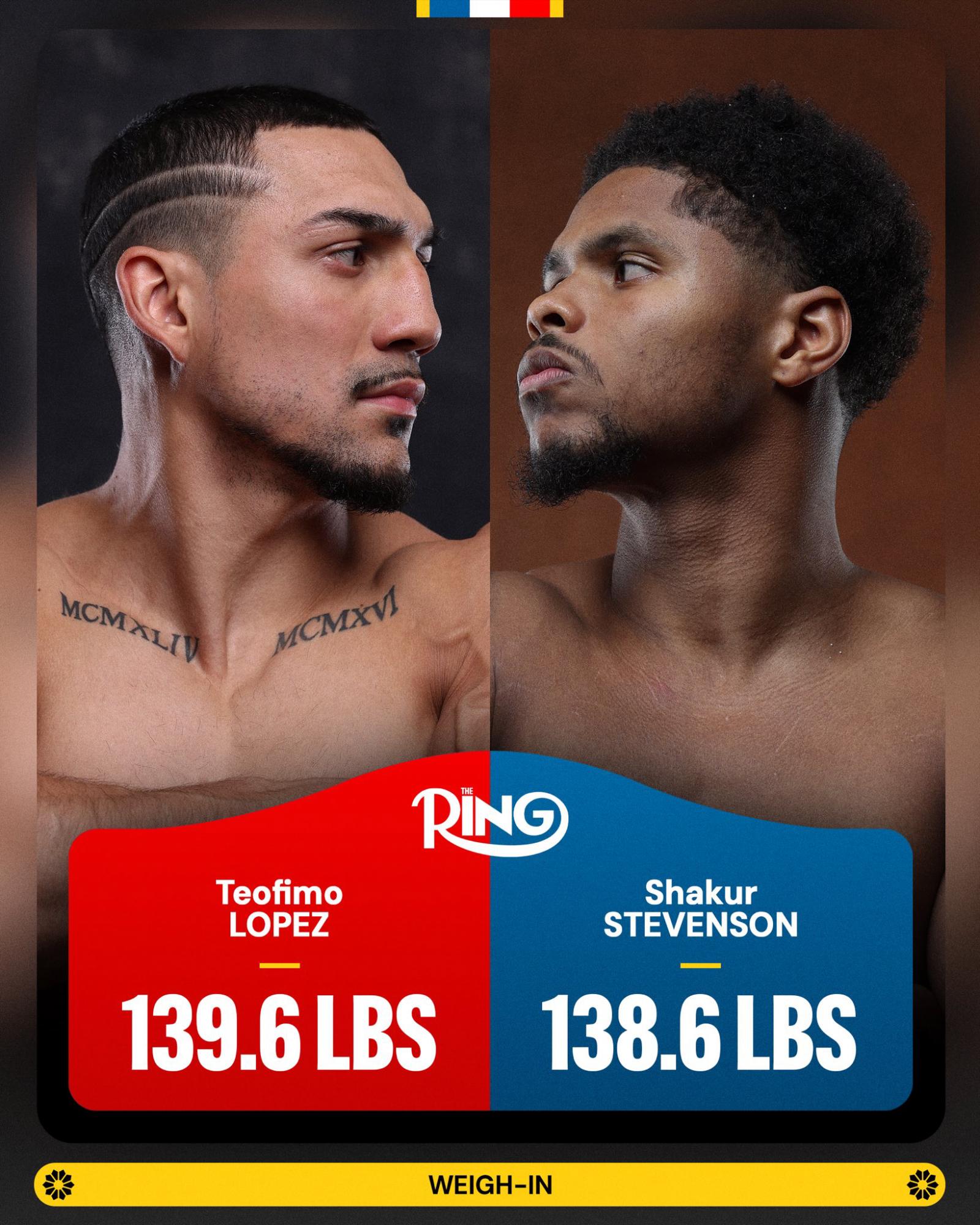 Cara a cara: Teófimo López y Shakur Stevenson pasan del pesaje y la batalla quedó lista