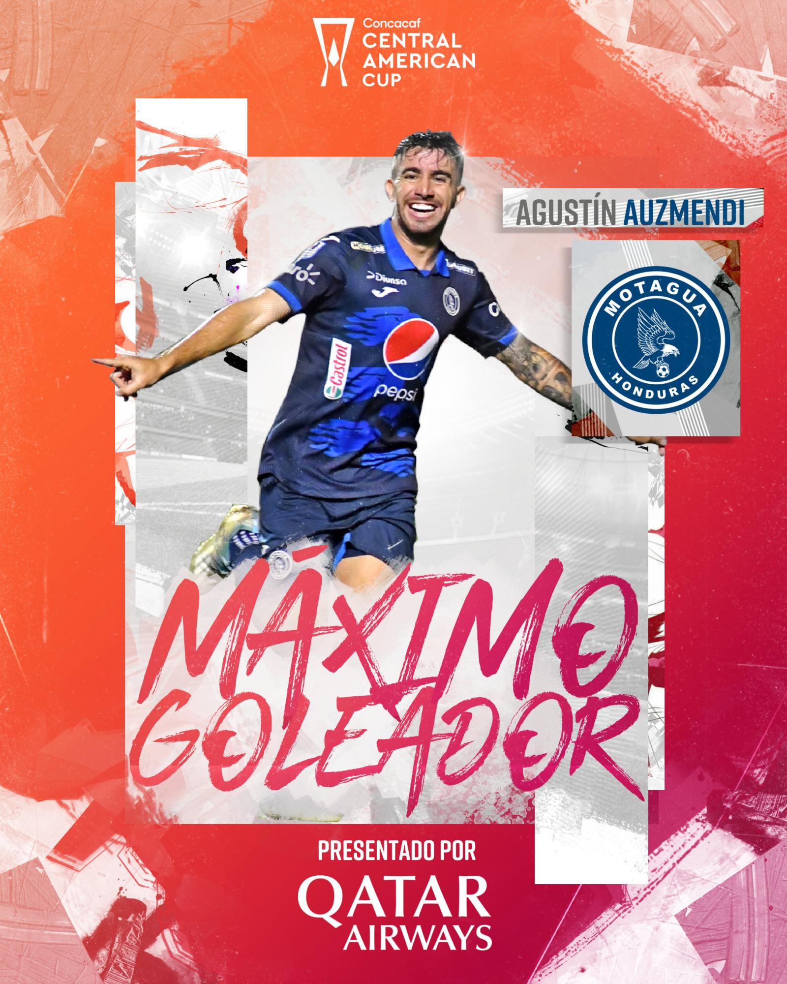 Agustín Auzmendi se quedó con el premio a máximo goleador de la Copa Centroamericana de Concacaf.